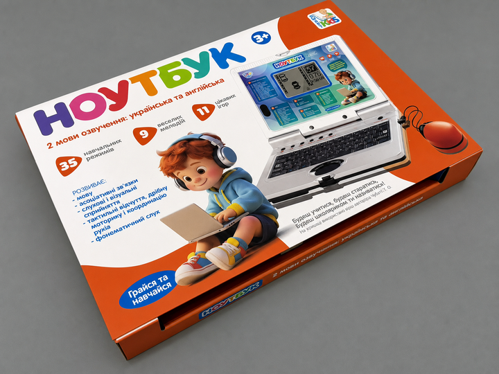 Ноутбук детский Limo Toy укр/анг озвучка интерактивный 35 функций Серый/Синий (SK 7073 UA) - изображение 9