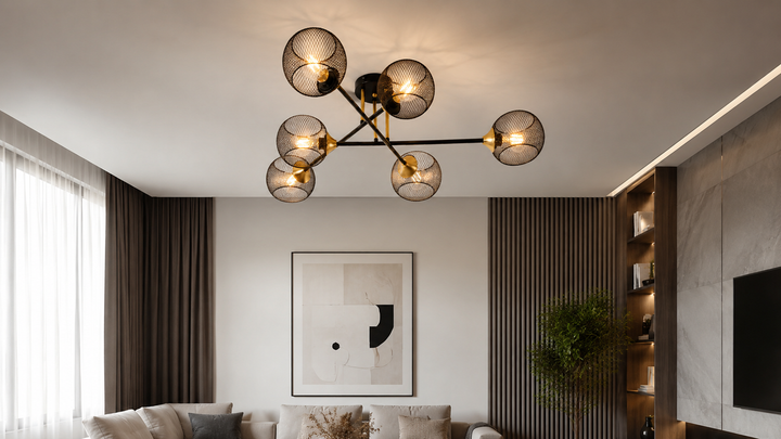 Світильник стельовий LUMINARIA TESSA 6xE27 BLACK/GOLD - Фото 2 Світильник стельовий LUMINARIA TESSA 6xE27 BLACK/GOLD - зображення 2