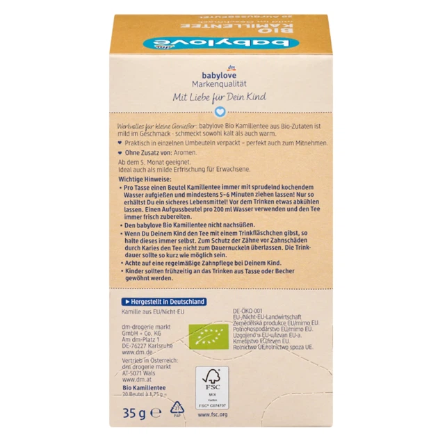 Детский органический ромашковый чай Babylove Bio от 4 месяцев. - изображение 3