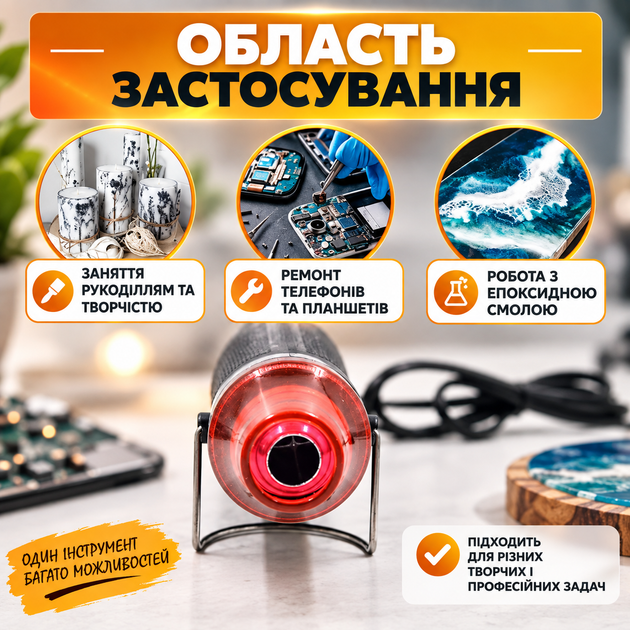 Мини-термофен SY300 Black 300 Вт для термоусадки и пайки + 127 термоусадок - изображение 3