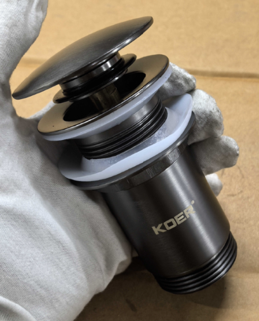Донний клапан для раковини Koer PW-08-07 1 1/4" без переливу автоматичний CLICK-CLACK (Колір графіт) (KR6484) ( 15530 ) - изображение 9