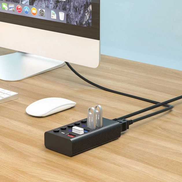 Концентратор Dynamode 5 ports USB3.0 to 4*USB3.0+2.4А Power Adapter 2.5A/12V (DM-UH-P405-G) - изображение 5
