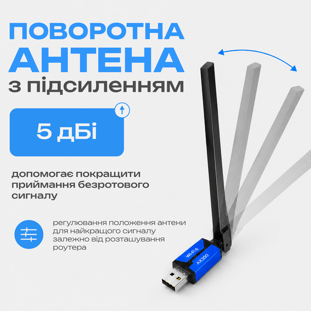 Wi‑Fi адаптер USB бездротовий Wi‑Fi 6 AX300 однодіапазонний 2,4 ГГц до 286 Мбіт/с із поворотною антеною 5 dBi, режими приймача та точки доступу AP, Plug-and-Play для ПК Windows 7/10/11 - изображение 4