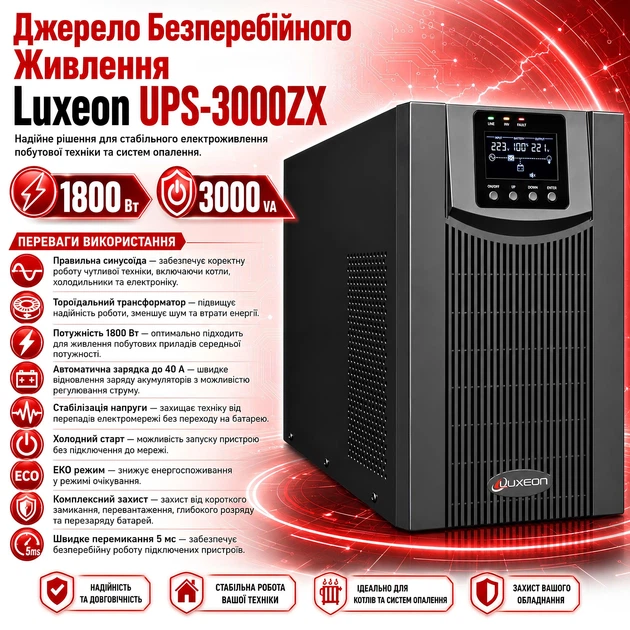 Источник бесперебойного питания Luxeon UPS-3000ZX - изображение 2