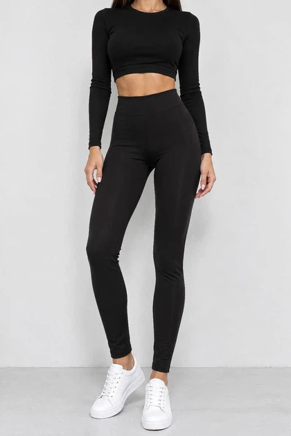 Лосины женские однотонные на флисе черный 214R329-1 AGER 3XL - изображение 2