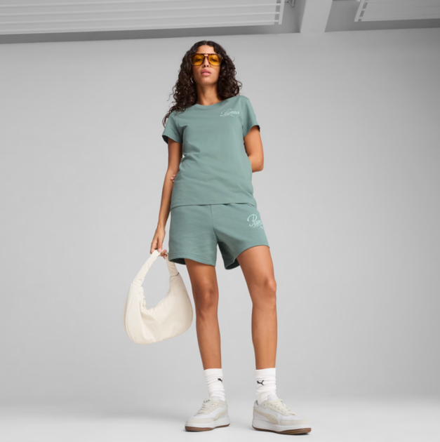 Шорти жіночі PUMA ESS SCRIPT 5" High-Waist Shorts Women 68498430 xs, зелений - Фото 3 Шорти жіночі PUMA ESS SCRIPT 5" High-Waist Shorts Women 68498430 xs, зелений - изображение 3