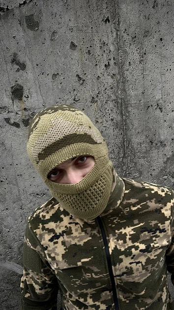 Балаклава шапка оливковый пиксель функциональный зимний головной убор защита от ветра и холода для полевых условий - изображение 2