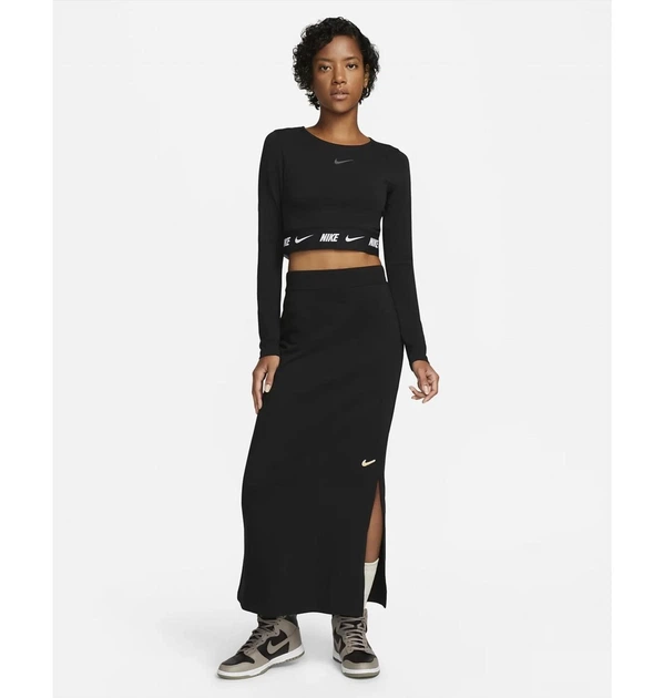 Спортивний топ жіночий Nike Tape Long-Sleeve Crop Top Black Dx2315-010 S Чорний DX2315-010 - Фото 6 Спортивний топ жіночий Nike Tape Long-Sleeve Crop Top Black Dx2315-010 S Чорний DX2315-010 - зображення 6
