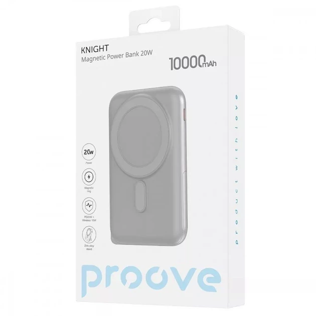 Павербанк Proove 10000mAh 20W Павербанк Proove Knight з бездротовою зарядкою. Темно-сірий - зображення 4