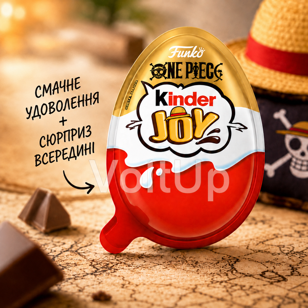 Шоколадные яйца Kinder Joy Funko One Piece 30 шт с молочным и какао-кремом, вафельными шариками и игрушкой-сюрпризом - изображение 6