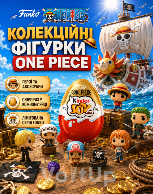 Шоколадные яйца Kinder Joy Funko One Piece 36 шт с молочным и какао-кремом, вафельными шариками и игрушкой-сюрпризом - изображение 4