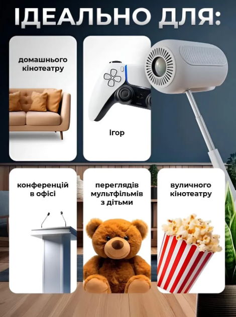 Портативный смарт-проектор для домашнего кинотеатра TS-6 Мультимедийный проектор Android 11 Wi-Fi Bluetooth с поддержкой 4K - изображение 5