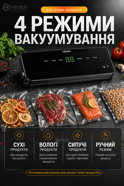 Вакууматор для продуктов 120 Вт, вакуумный упаковщик с LED-дисплеем и ножом для сухих и влажных продуктов 30 см - изображение 2