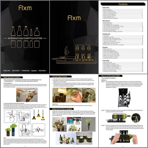 Різак для скляних пляшок Fixm Bottle Cutter для круглих і квадратних пляшок, чорний - зображення 7