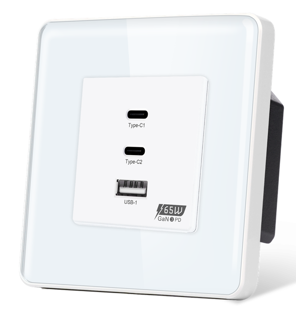 USB розетка Type-C 1DAL | Fast Charge GaN 65W | Белое Стекло (G86D-FC65W.WT) - Фото 1 USB розетка Type-C 1DAL | Fast Charge GaN 65W | Белое Стекло (G86D-FC65W.WT) - изображение 1