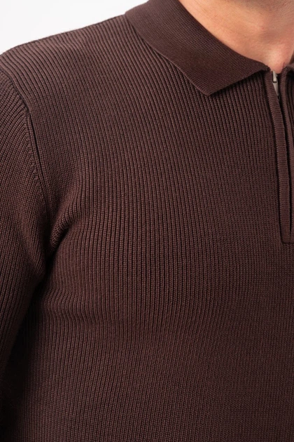 Джемпер-поло на блискавці K.O.R 35133 Кавовий (No561 coffee) M - зображення 6