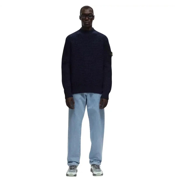Свитер мужской Stone Island Wool Check Stitch Sweater Blue L Синий 8115537D5-V0020 - Фото 2 Свитер мужской Stone Island Wool Check Stitch Sweater Blue L Синий 8115537D5-V0020 - изображение 2