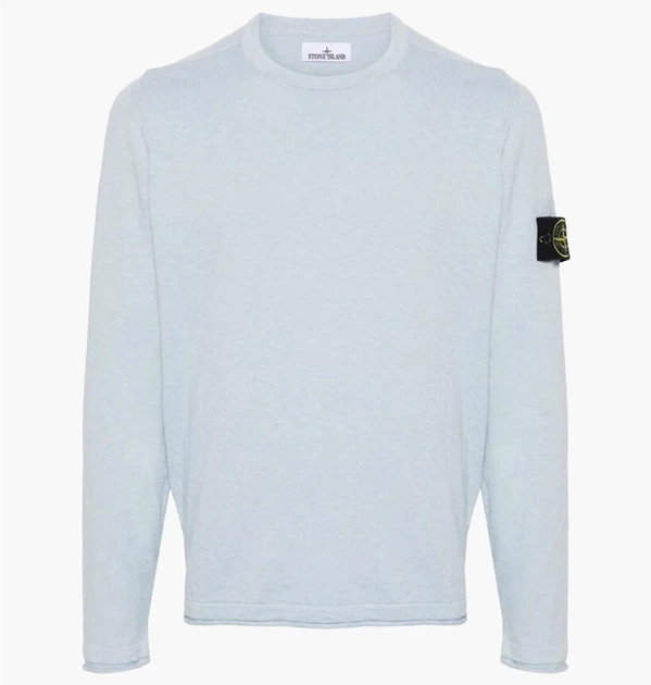 Кофта мужская Stone Island 502B0 Stocking Stitch Cotton Crewkneck Knit Light Blue XL Голубой 1015502B0-V0041 - изображение 5