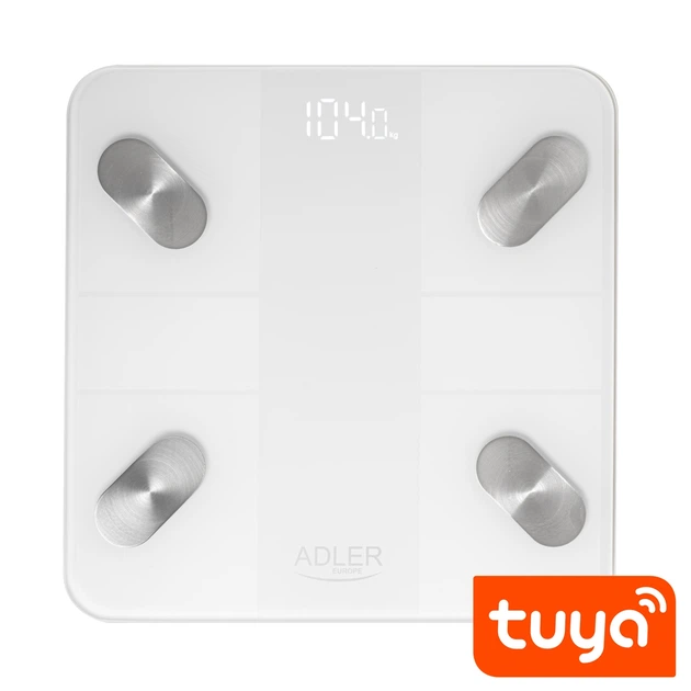Весы напольные Adler AD 8186 White Smart, электронные, до 180 кг, диагностические, с анализом состава тела, Bluetooth, Tuya Smart - изображение 2