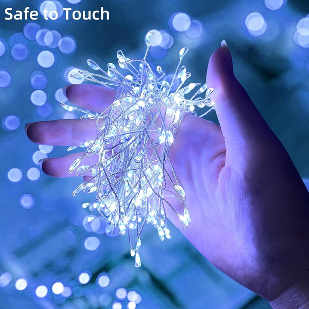 Кластерная LED-гирлянда Neonawall 3 м 200 LED, холодный белый, 8 режимов, таймер, IP44, 220 В 200 ярких огоньков для атмосферного - Фото 2 Кластерная LED-гирлянда Neonawall 3 м 200 LED, холодный белый, 8 режимов, таймер, IP44, 220 В 200 ярких огоньков для атмосферного - изображение 2