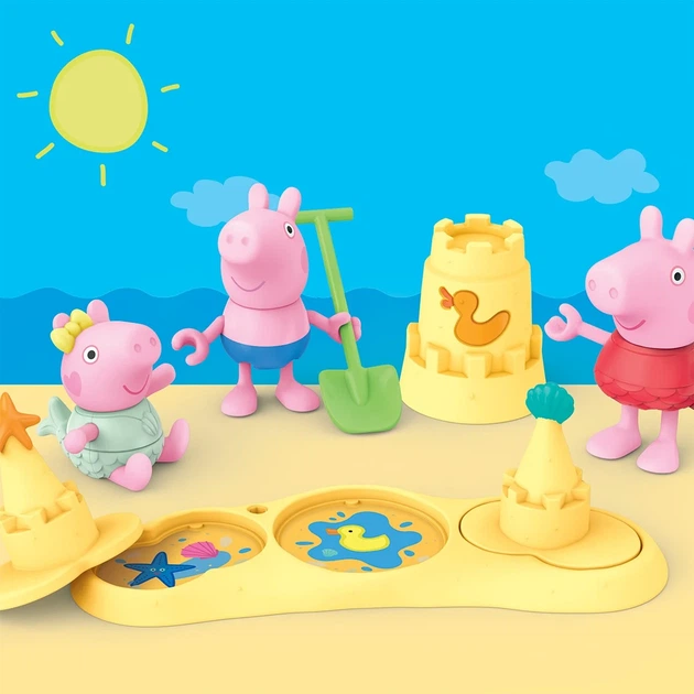 Ігровий набір Peppa Figurines Три маленькі свинки на пляжі 3 фігурки 5 аксесуарів - Фото 3 Ігровий набір Peppa Figurines Три маленькі свинки на пляжі 3 фігурки 5 аксесуарів - зображення 3