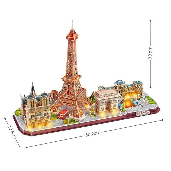 3D пазл CubicFun City Line Париж L525h с LED-подсветкой, 115 деталей - изображение 3