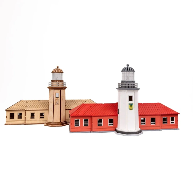 Збірна дерев'яна модель Lighthouse Маяк на острові Зміїний з прибудовою Україна - зображення 2