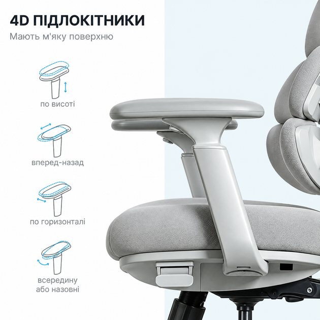 Кресло компьютерное офисное эргономичное OfficePro FlexCore ОС120G Grey - Фото 15 Кресло компьютерное офисное эргономичное OfficePro FlexCore ОС120G Grey - изображение 15
