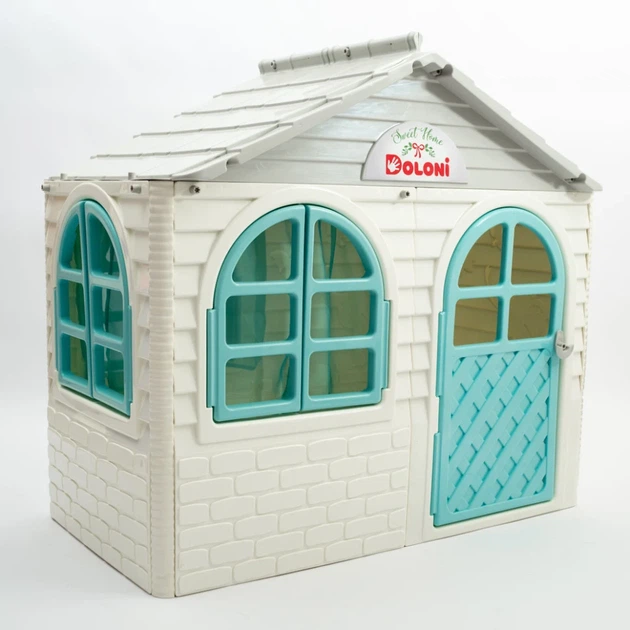 Ігровий будиночок Doloni Toys зі шторками пластиковий 129x120x69 см біло-бірюзовий від 1 року - зображення 3