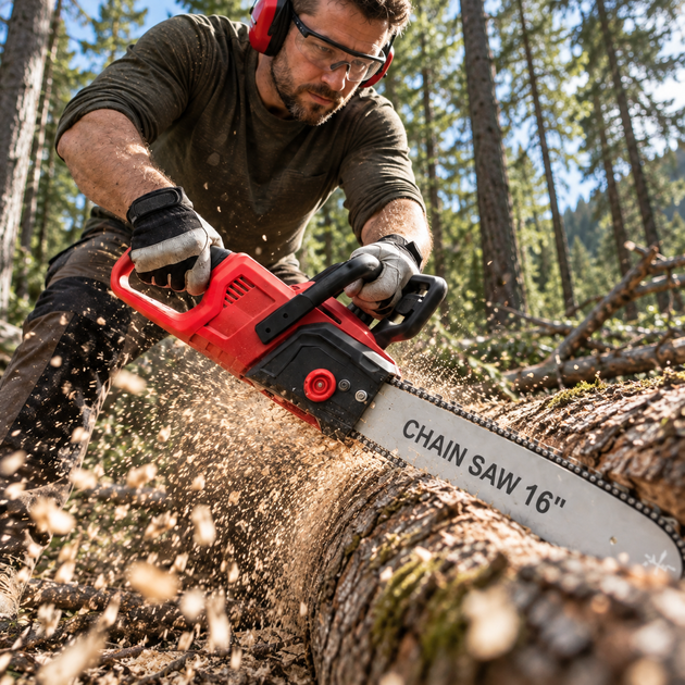 Акумуляторна ланцюгова пила Chain Saw 16″ 36V 40 см 6.0 Ah з 2 АКБ Безключове натягування Автоматичне змащення Електропила для дров саду - изображение 7