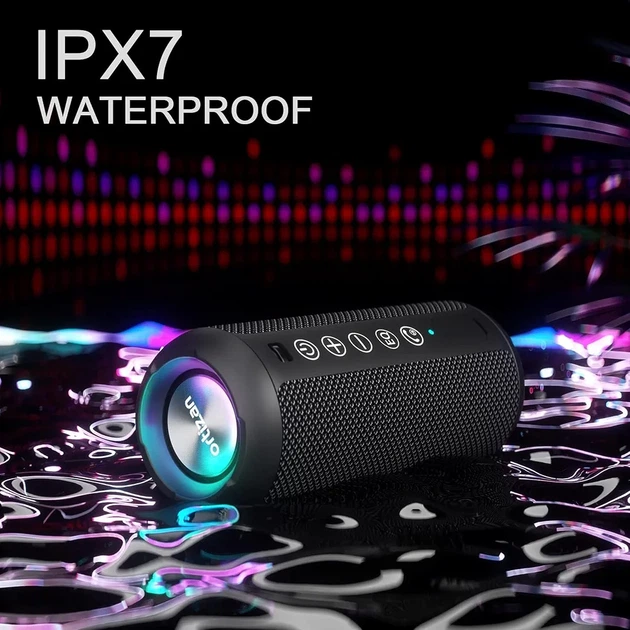 Портативная Bluetooth-колонка Ortizan X10 24 Вт, беспроводная акустика, IPX7, TWS, RGB-подсветка, Bluetooth 5.3, до 30 часов работы, черная - изображение 6