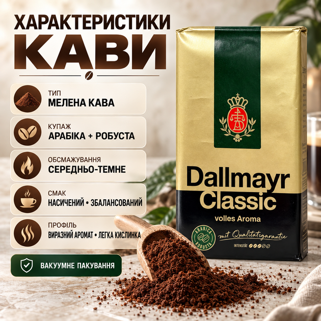 Молотый кофе 510 г средне-темная обжарка Dallmayr Classic купаж арабики робусты насыщенный вкус кофейный напиток для френч-пресса чашки капельной кофеварки - Фото 2 Молотый кофе 510 г средне-темная обжарка Dallmayr Classic купаж арабики робусты насыщенный вкус кофейный напиток для френч-пресса чашки капельной кофеварки - изображение 2