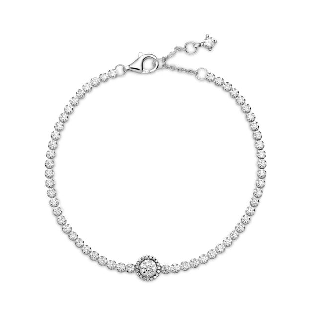 Pandora Браслет теннисный с ореолом 16 см (Silver-White) - Фото 3 Pandora Браслет теннисный с ореолом 16 см (Silver-White) - изображение 3