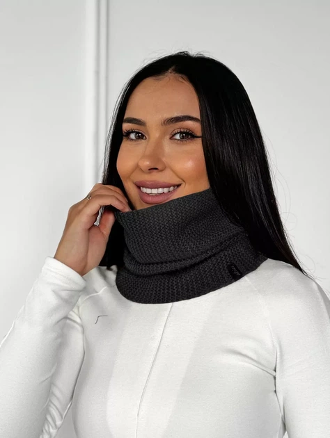 Жіночий теплий в'язаний снуд баф стильний Classic Knit INNOE 950642-1 Асфальт - Фото 3 Жіночий теплий в'язаний снуд баф стильний Classic Knit INNOE 950642-1 Асфальт - изображение 3