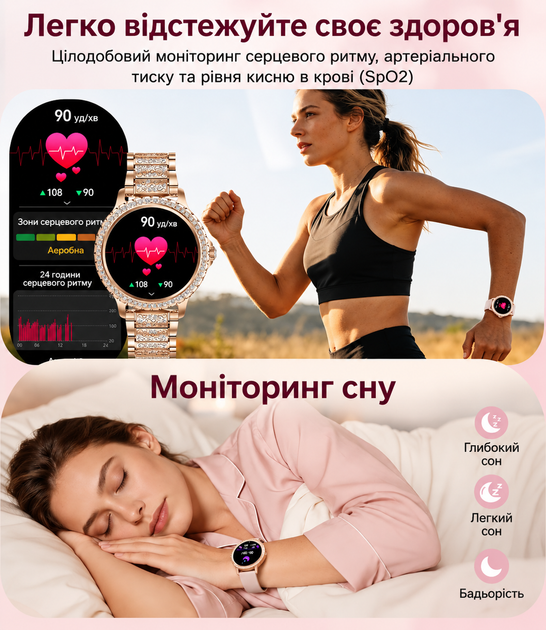 Женские смарт-часы с функцией звонков, водостойкий фитнес-браслет для Android и iPhone, пульсометр, 100+ спортивных режимов, 2 ремешка - изображение 5