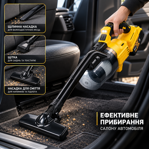 Автомобильный портативный пылесос DCV501LN-XJ 36 В 6 Ач Ручной аккумуляторный с LED-подсветкой и набором насадок - изображение 2