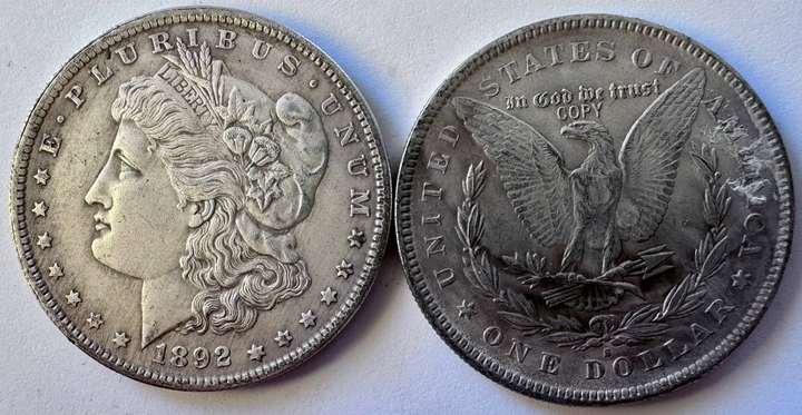 США 1 долар Морган 1892 рік КОПІЯ Монети світу - Фото 1 США 1 долар Морган 1892 рік КОПІЯ Монети світу - изображение 1