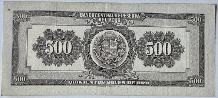Перу 500 Соль 1968 рік Банкноти світу - изображение 2
