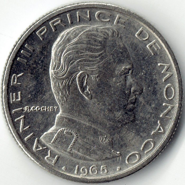 Монако 1/2 франка 1965 рік Монети світу - Фото 2 Монако 1/2 франка 1965 рік Монети світу - изображение 2