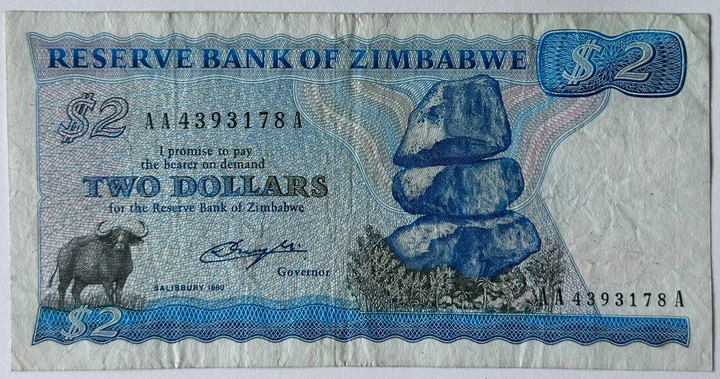 2 Долара Dollars 1980-1994 рік Банкнота Зімбабве Африка P-1 - Фото 1 2 Долара Dollars 1980-1994 рік Банкнота Зімбабве Африка P-1 - изображение 1