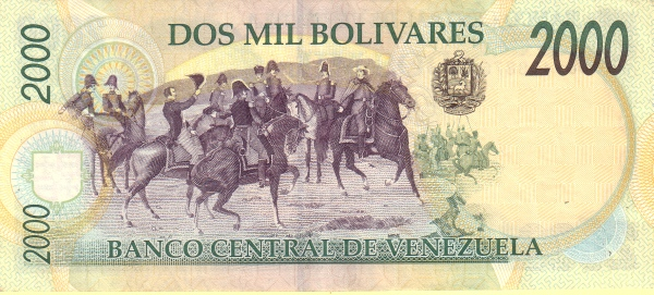 2000 Болівар Bolívares 1989-1998 рік Банкнота Венесуела Південна Америка UNC P-77 - Фото 2 2000 Болівар Bolívares 1989-1998 рік Банкнота Венесуела Південна Америка UNC P-77 - изображение 2