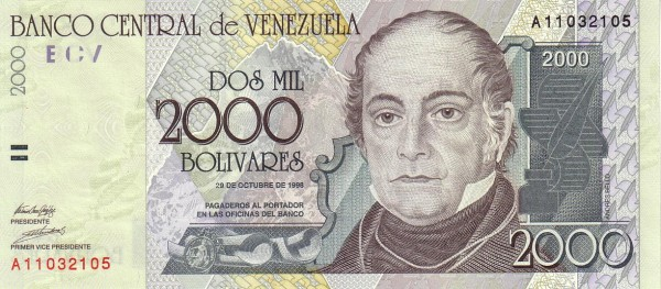 2000 Болівар Bolívares 1998 рік Банкнота Венесуела Південна Америка UNC P-80 - Фото 1 2000 Болівар Bolívares 1998 рік Банкнота Венесуела Південна Америка UNC P-80 - изображение 1