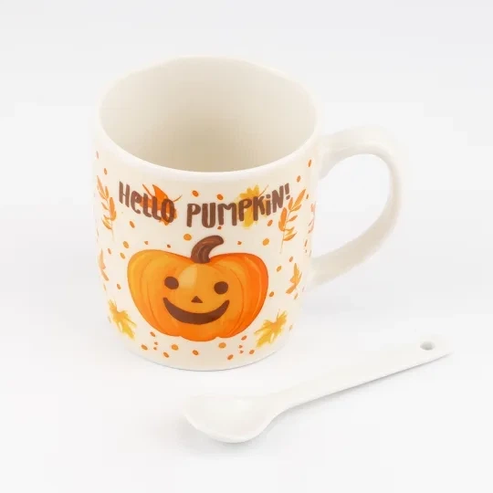 Кружка с ложечкой "Hello Pumpkin!", Принт тыквы 200 мл - Фото 5 Кружка с ложечкой "Hello Pumpkin!", Принт тыквы 200 мл - изображение 5