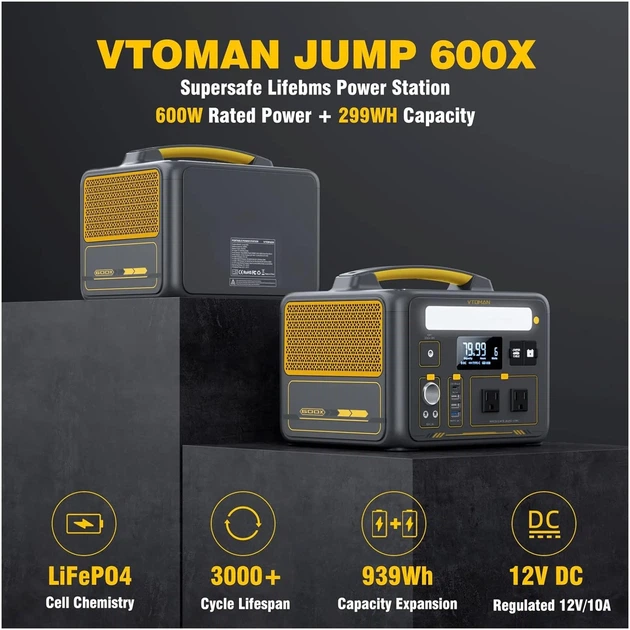 Зарядна станція Vtoman Jump 600X PB-20 600W 299Wh (Jump 600X) - Фото 5 Зарядна станція Vtoman Jump 600X PB-20 600W 299Wh (Jump 600X) - зображення 5