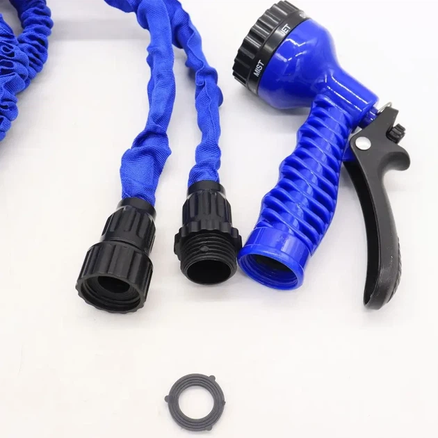 Шланг для поливання X-hose 75 м розтягувальний з насадкою розпилювачем синій для саду та городу компактний садовий інвентар - зображення 6