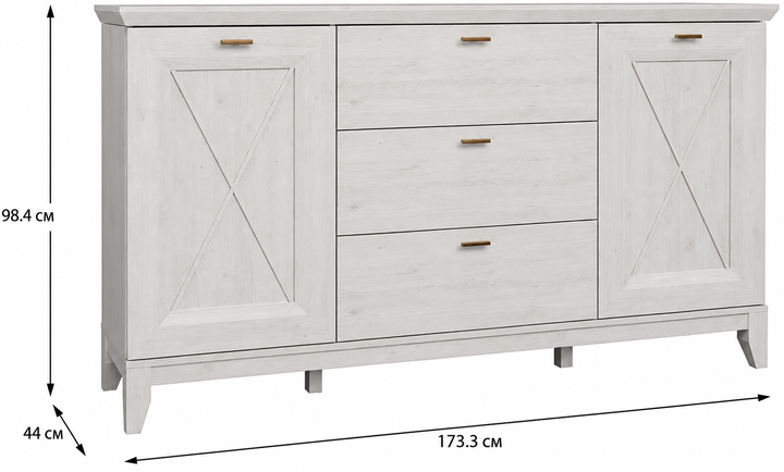 Комод Frisco Miramare 1733 х 440 х 984 мм 2д 3ящ Белая сосна (24518-MMRK232) - изображение 8