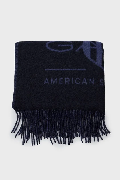 Чоловічий темно-синій вовняний шарф TONAL ARCHIVE WOVEN SCARF Gant OS 9920207 - Фото 2 Чоловічий темно-синій вовняний шарф TONAL ARCHIVE WOVEN SCARF Gant OS 9920207 - изображение 2