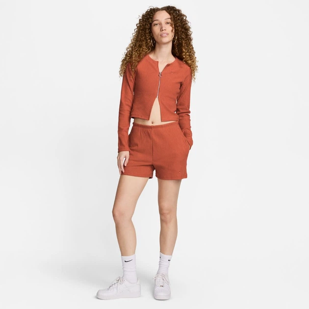 Топ женский Nike W Nsw Chll Knt Rib Fz Crdgn M Коралловый FN3682-825 - Фото 2 Топ женский Nike W Nsw Chll Knt Rib Fz Crdgn M Коралловый FN3682-825 - изображение 2