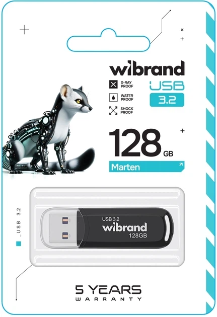 Флеш пам'ять USB Wibrand Marten 128GB USB 3.2 Gen1 Black (WI3.2/MA128P10B) - Фото 2 Флеш пам'ять USB Wibrand Marten 128GB USB 3.2 Gen1 Black (WI3.2/MA128P10B) - изображение 2