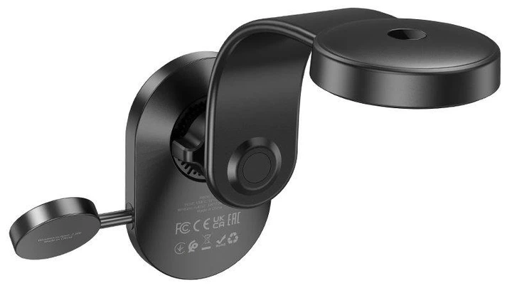 Автотримач Hoco HW28 Excelso 2in1 Magnetic Wireless charging 15W Dashboard Black/Gray - изображение 4